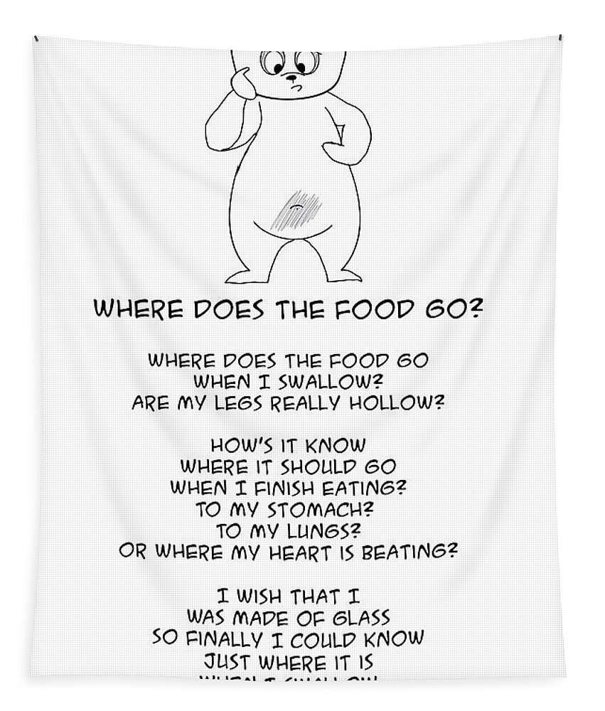 Food Tapestry featuring the drawing Where does the Food Go by John Haldane