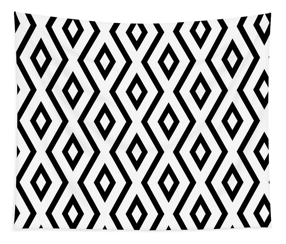 White And Black Tapestry featuring the mixed media White and Black Pattern by Christina Rollo