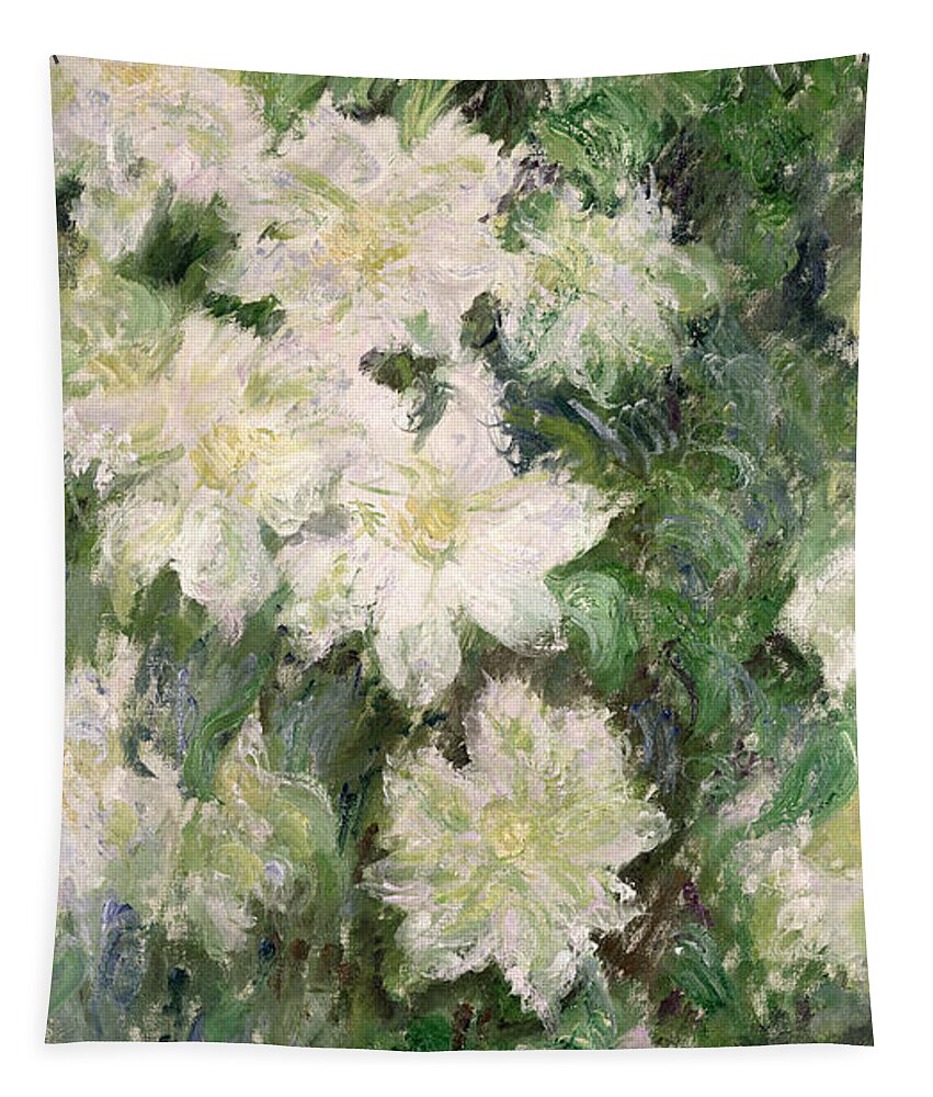 White Clematis Tapestry featuring the painting White Clematis by Claude Monet