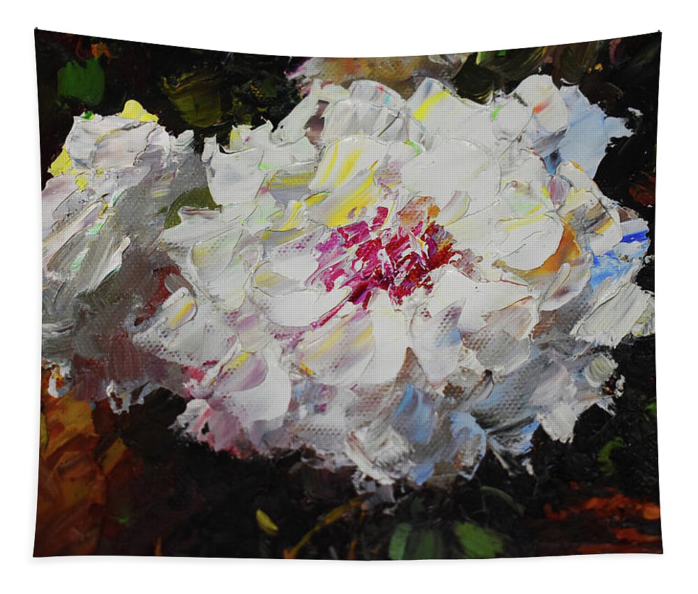 White Dahlias Painted Tapestry featuring the painting White Dahlias Painted by Sandi OReilly