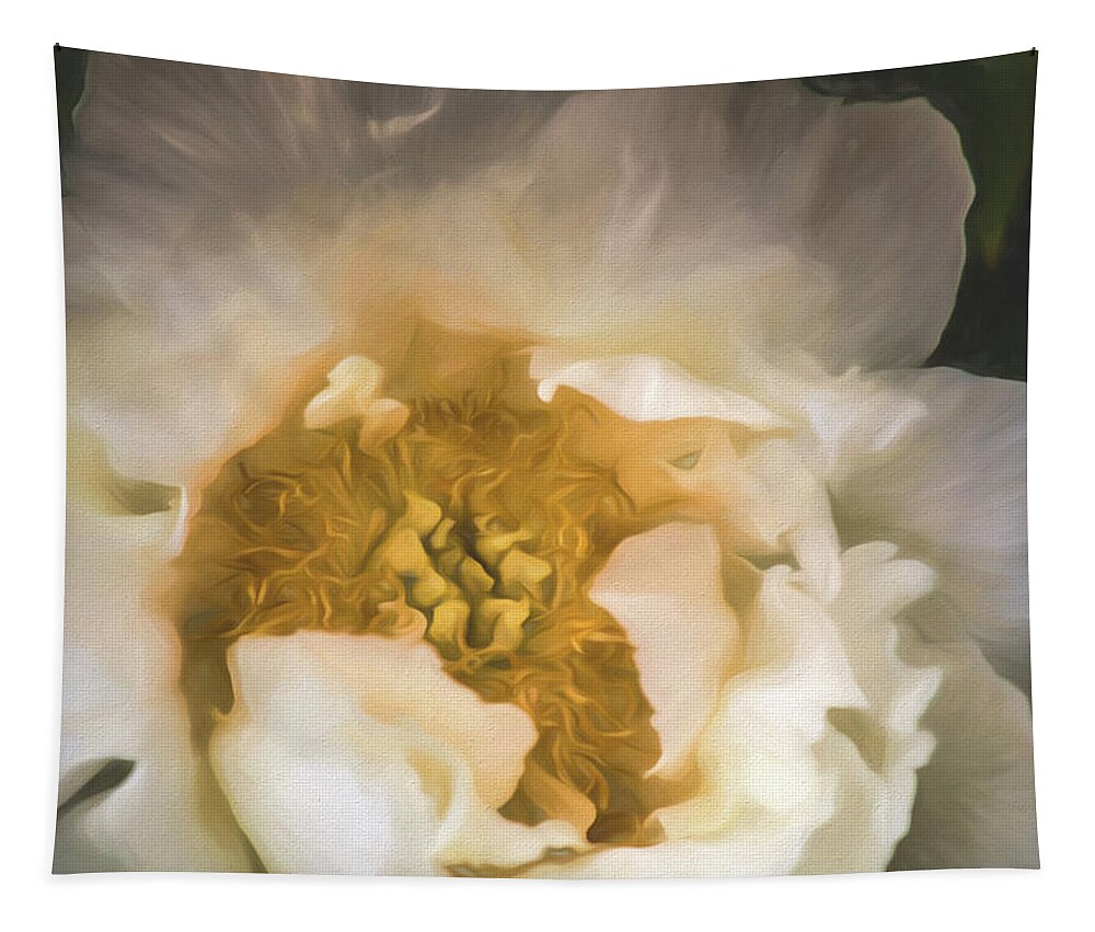 Garden Tapestry featuring the digital art White Peony by Teresa Wilson