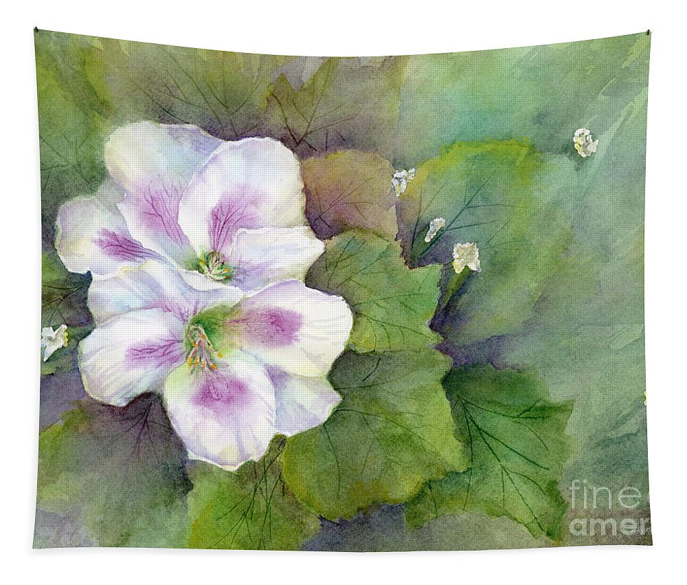 Flower Tapestry featuring the painting White Purple Flowers by Amy Kirkpatrick