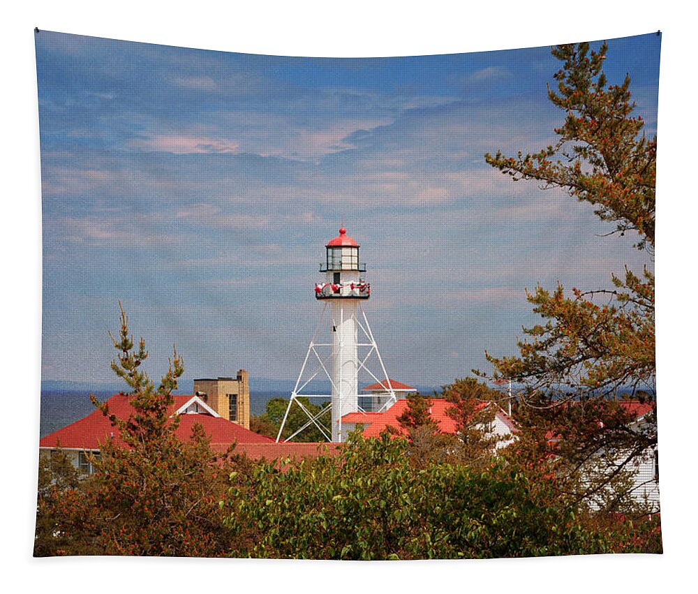 Lighthouse Tapestry featuring the photograph Whitefish Point Light Station by Susan Rissi Tregoning