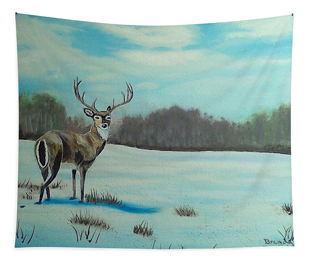 Whitetail Tapestry featuring the painting Whitetail Buck by Brenda Bonfield