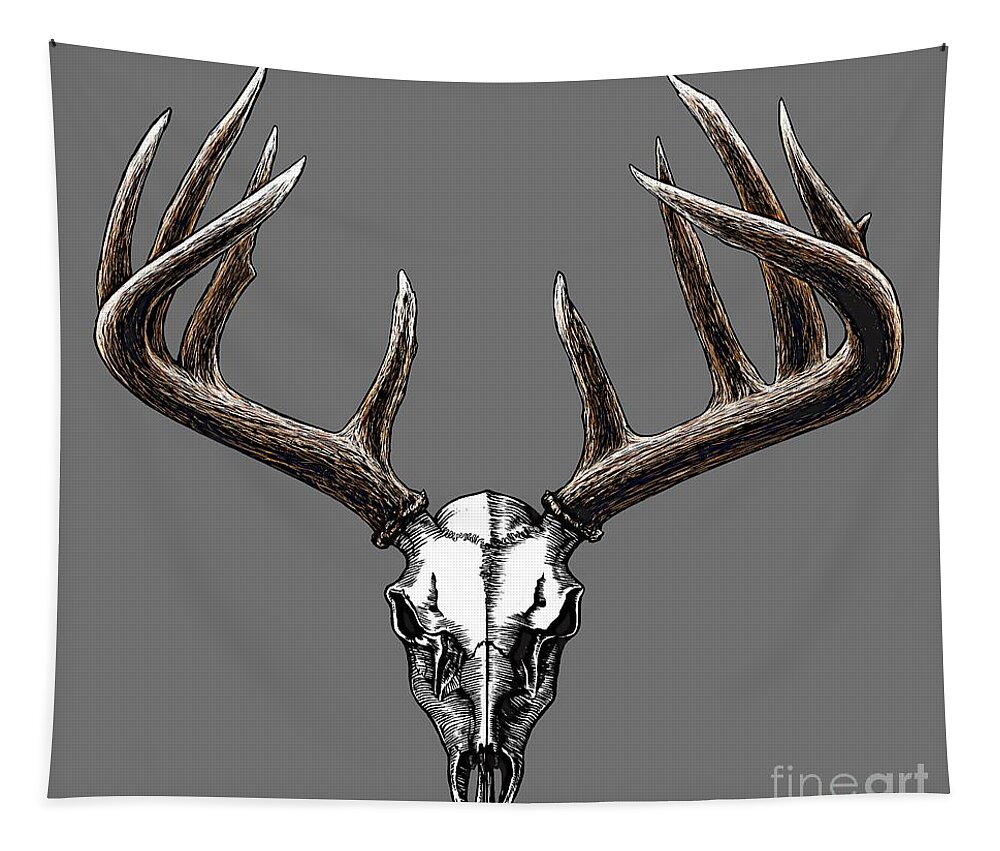 Old Style Tapestry featuring the painting Whitetail Skull by Robert Corsetti