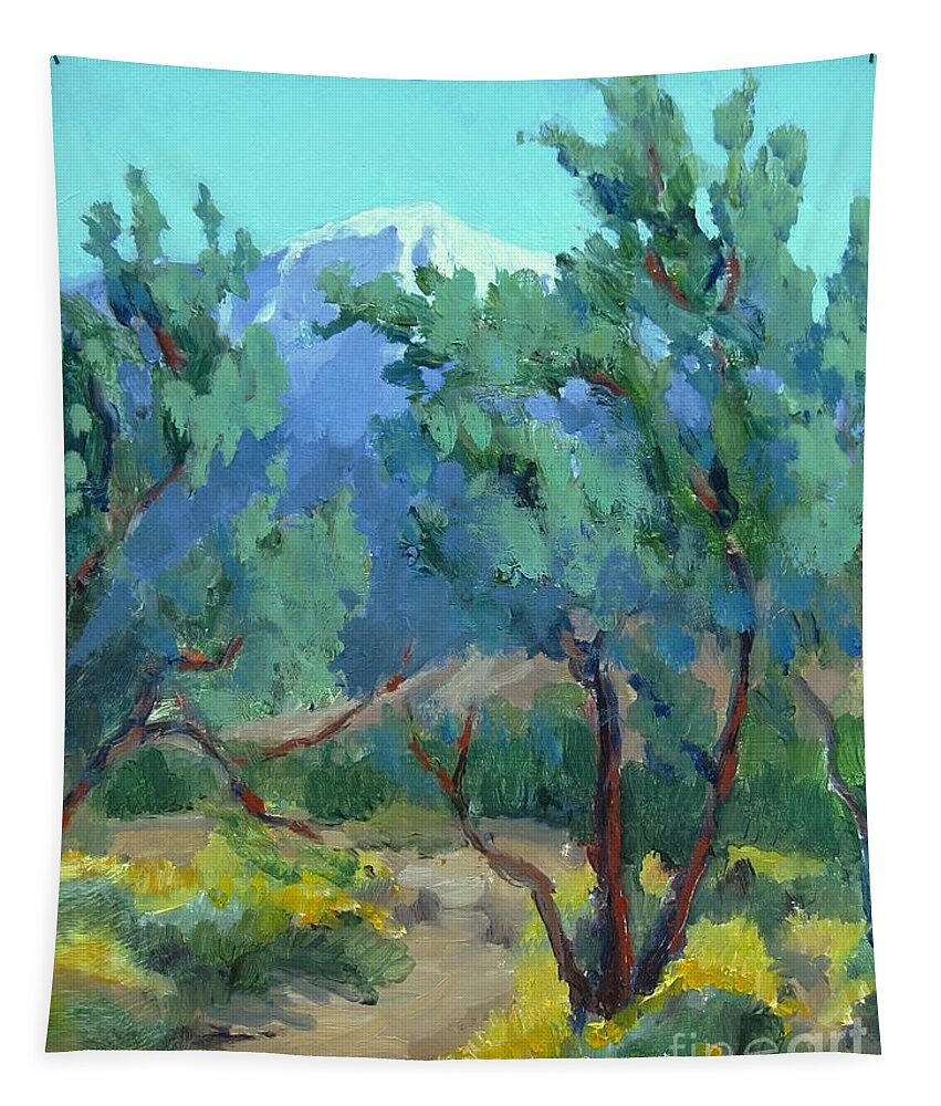 Landscape Tapestry featuring the painting Whitewater Preserve Palm Springs by Maria Hunt
