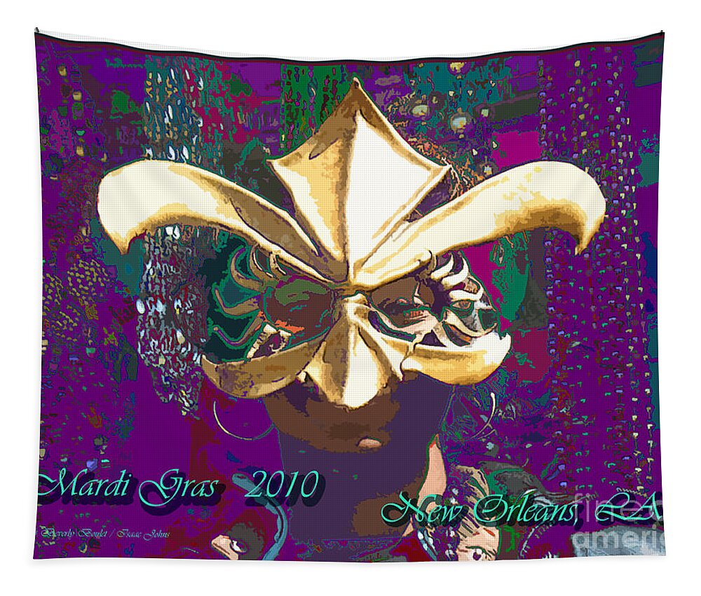 Mask Tapestry featuring the digital art Who Dat Mardi Gras by Beverly Boulet