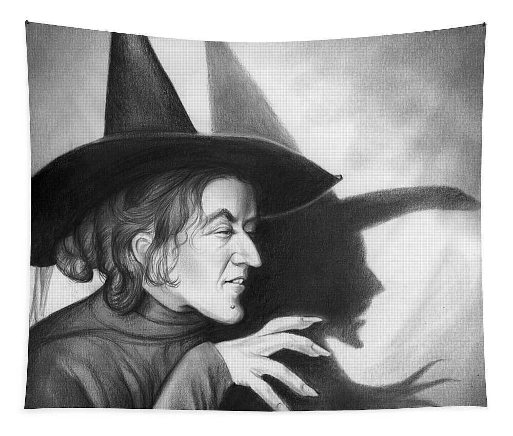 Margaret Hamilton Tapestry featuring the drawing Wicked Witch of the West by Greg Joens