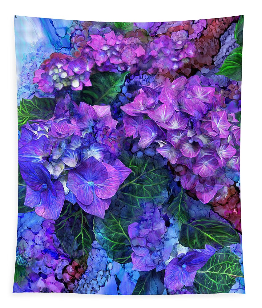 Carol Cavalaris Tapestry featuring the mixed media Wild Hydrangeas by Carol Cavalaris