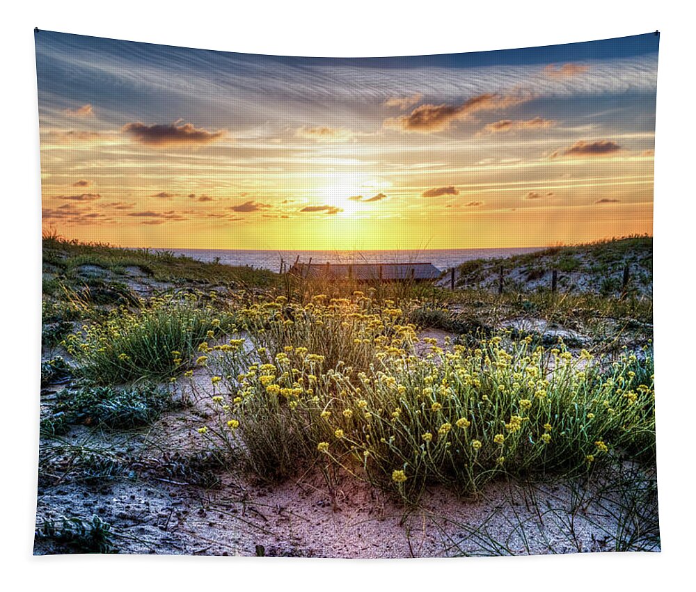 French Tapestry featuring the photograph Wildflowers on the Sand Dunes by Debra and Dave Vanderlaan