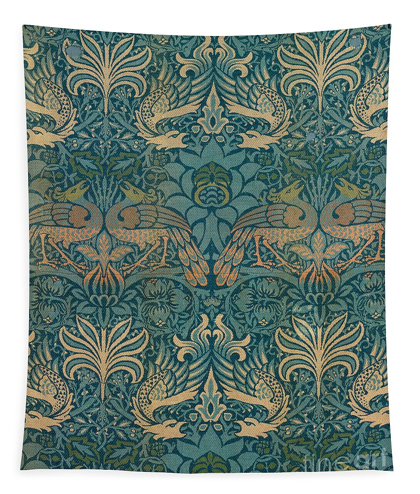 William Tapestry featuring the painting William Morris Peacock and Dragon Textile Design by William Morris