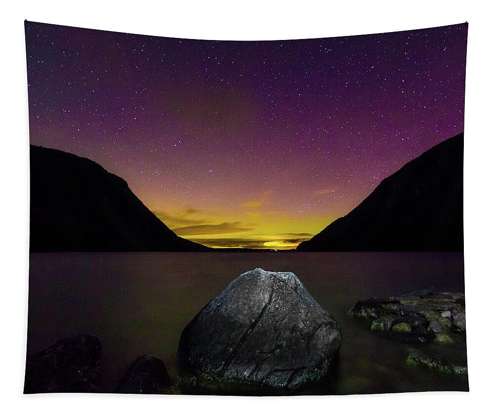 Aurora Tapestry featuring the photograph Willoughby Aurora and Boulder by Tim Kirchoff