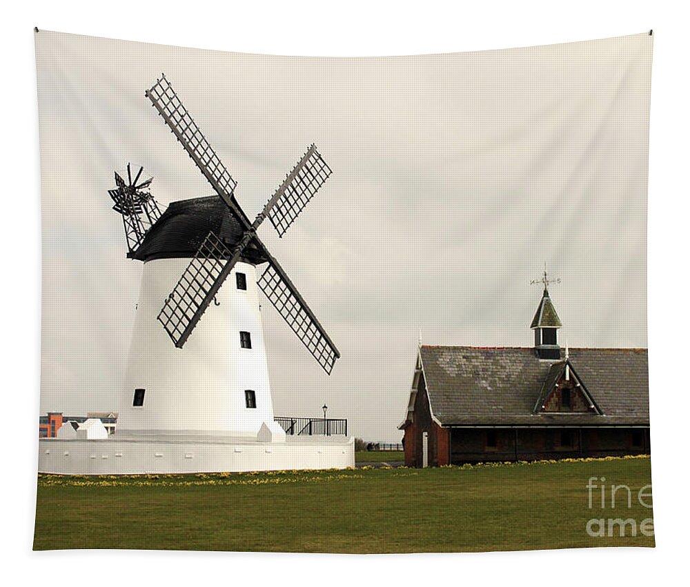 Windmill Tapestry featuring the photograph Windmill at Lytham St. Annes - England by Doc Braham
