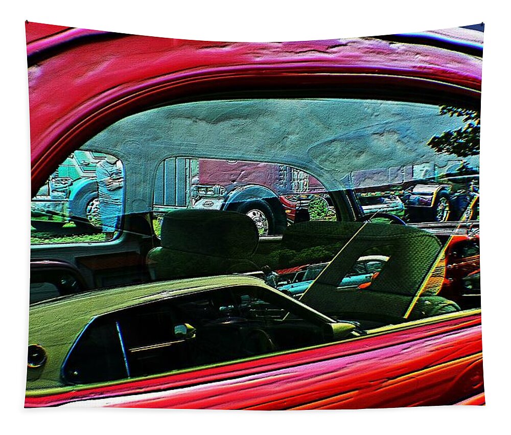 Cars Tapestry featuring the photograph Window reflection bump map by Karl Rose