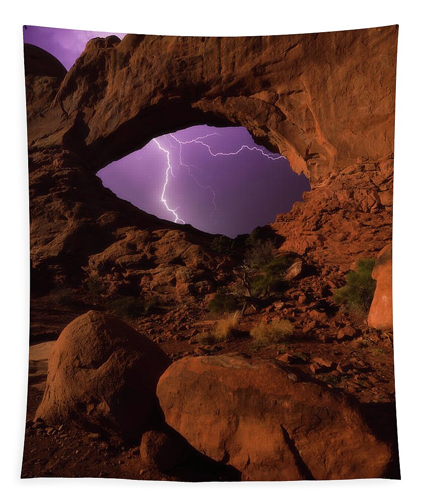 Lightning Tapestry featuring the photograph Windows Storm by Darren White
