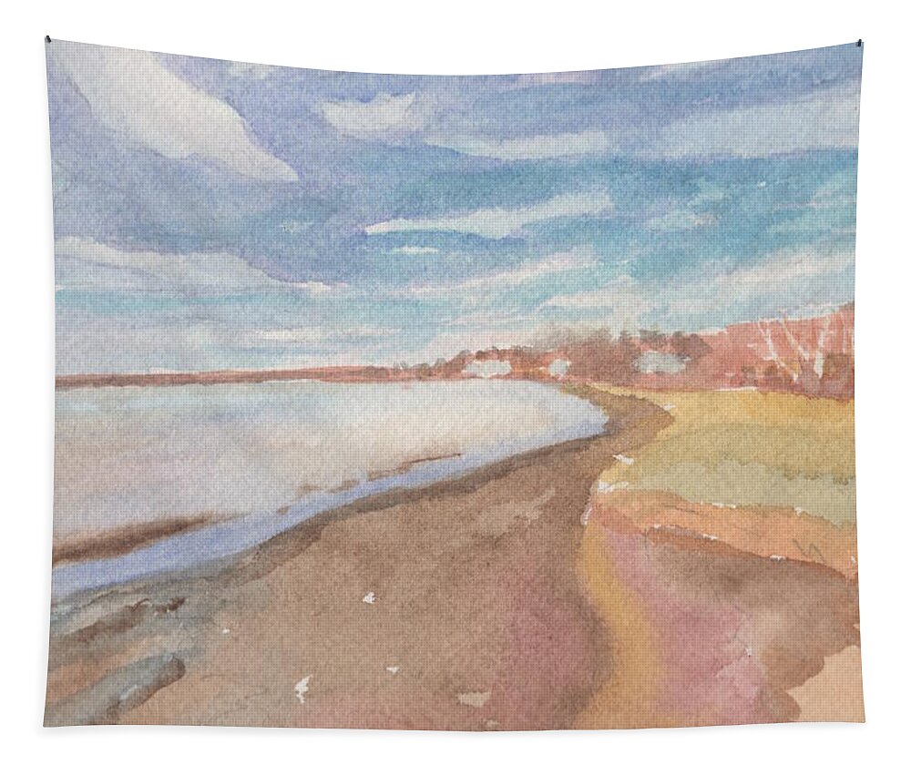 Watercolor Tapestry featuring the painting Windswept by Marcy Brennan