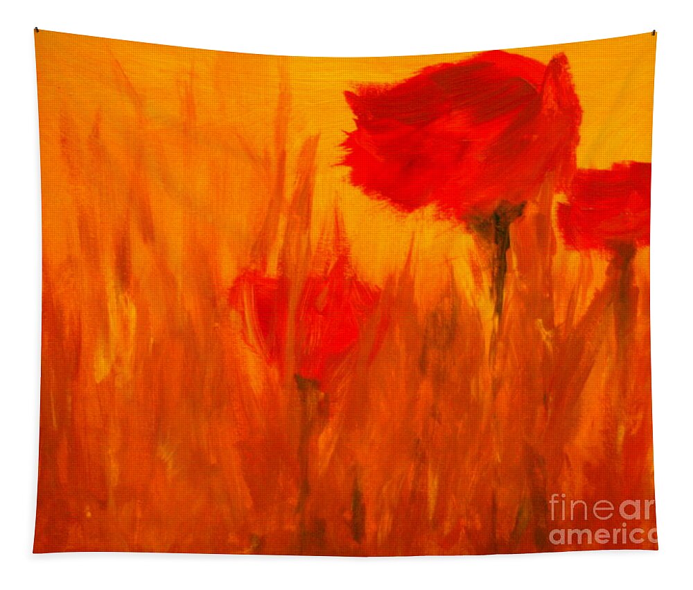 Flowers Tapestry featuring the painting Windy Red by Julie Lueders 