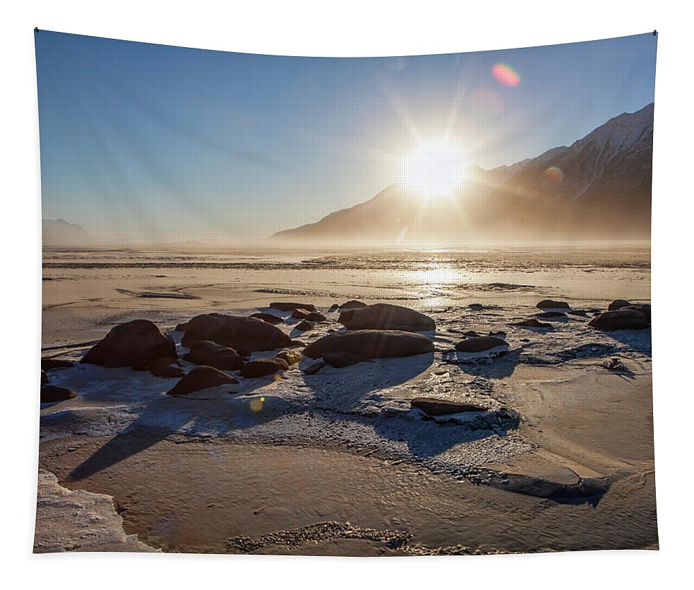 Chilkat River Tapestry featuring the photograph Windy Winter Sunset by Michele Cornelius