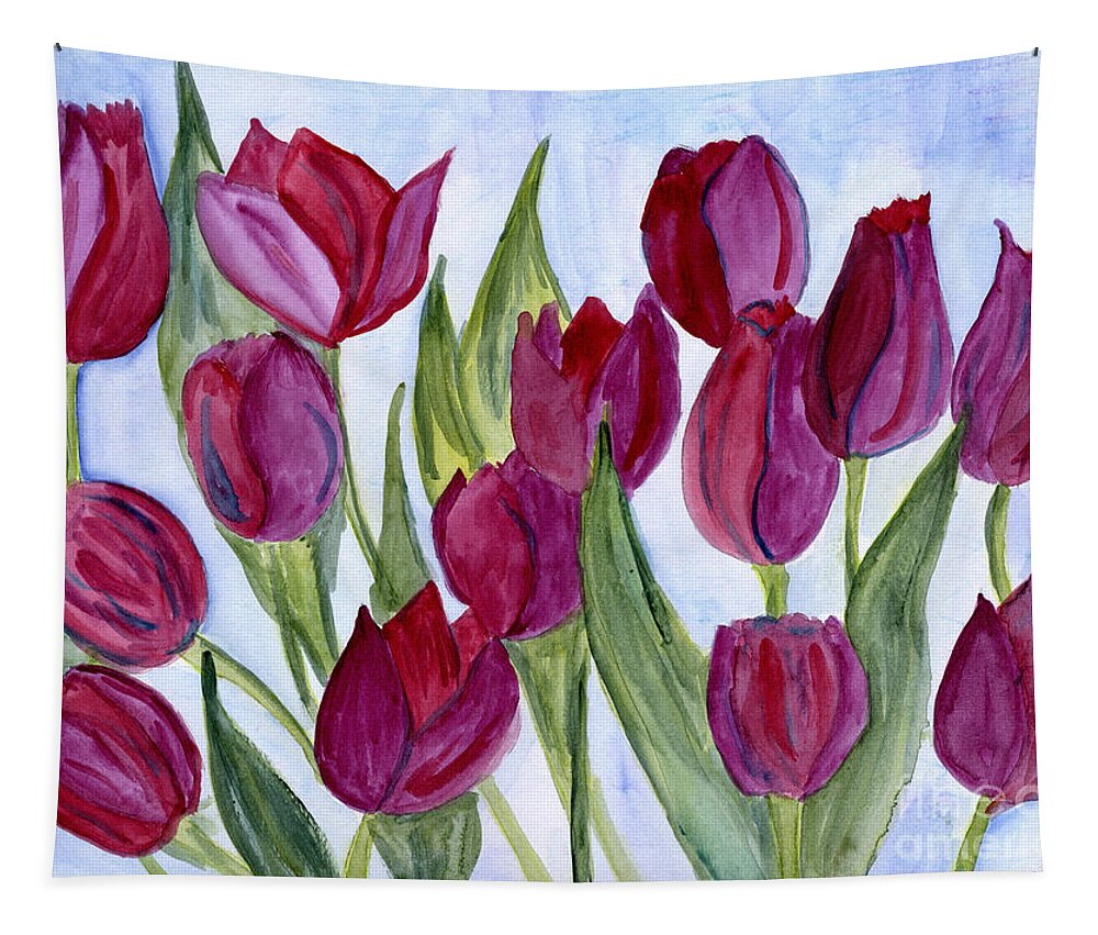 Tulip Tapestry featuring the painting Wine Tulips by Julia Stubbe