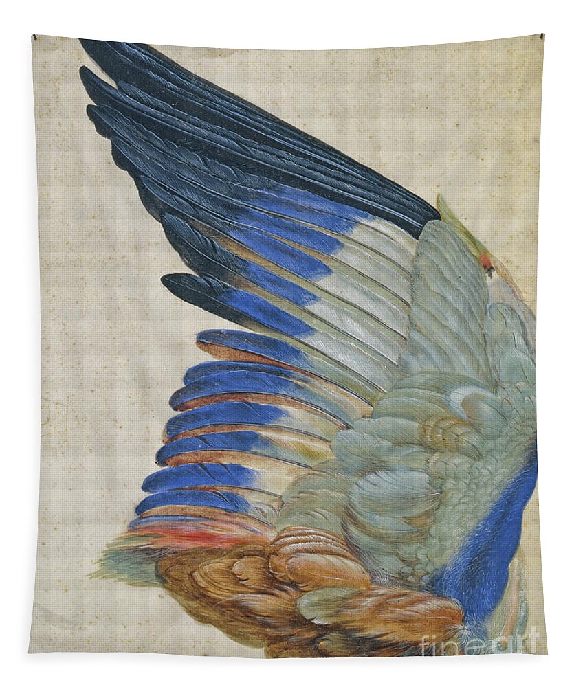 Roller Tapestry featuring the painting Wing of a Blue Roller by Hans Hoffmann