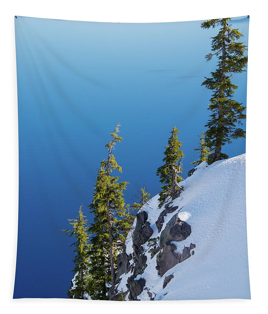 Crater Lake National Park Tapestry featuring the photograph Winter at Crater Lake by Kunal Mehra