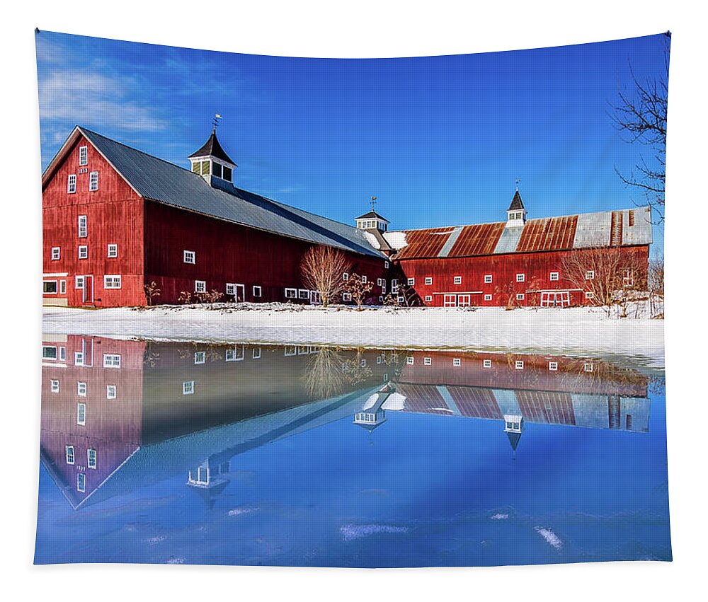 Winter Tapestry featuring the photograph Winter Barn Reflection by Tim Kirchoff