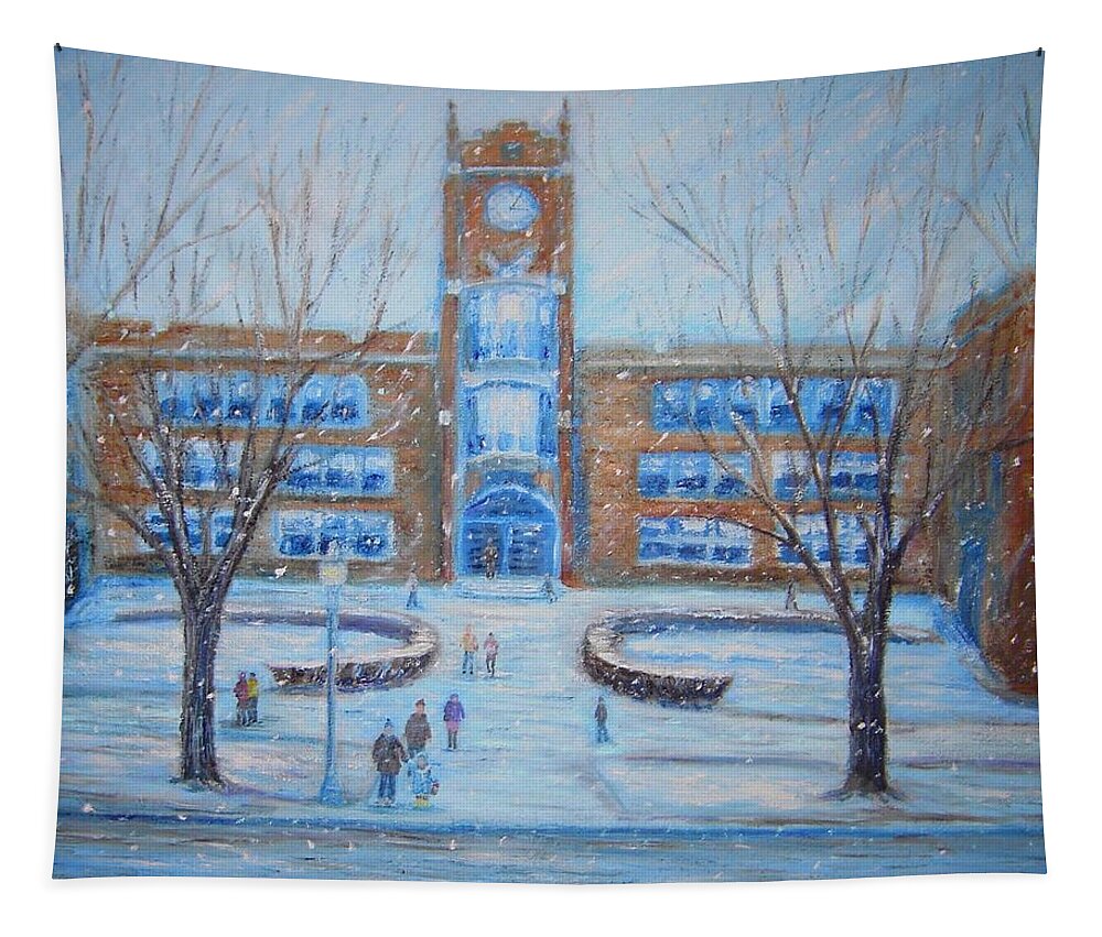 Snow Tapestry featuring the painting Winter Break by Daniel W Green