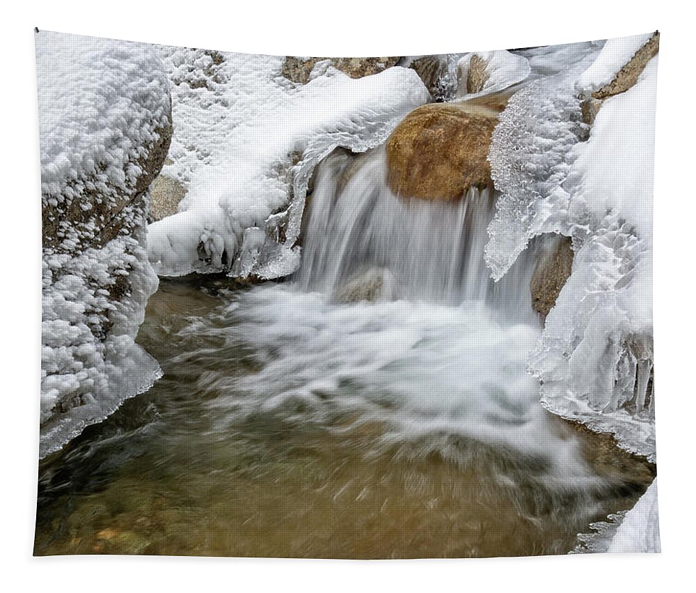 Pemigewasset River Nh Tapestry featuring the photograph Winter Cascade NH by Michael Hubley
