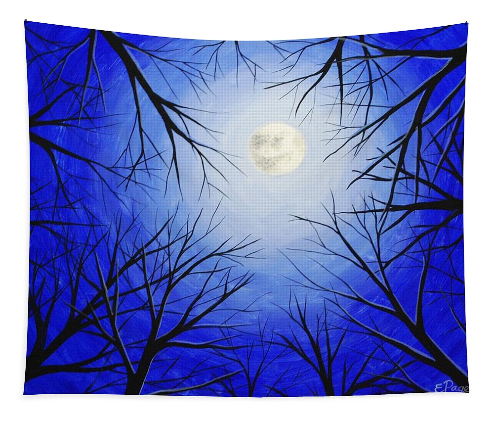 Winter Tree Tapestry featuring the painting Winter Moon by Emily Page