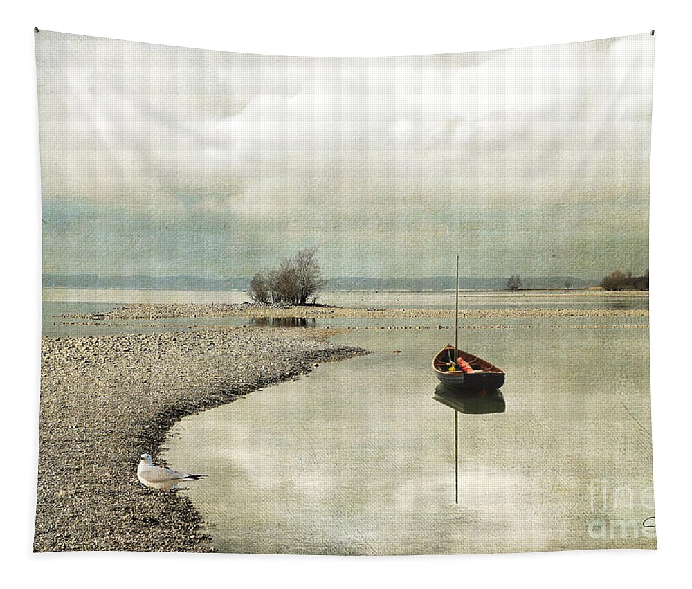 Overcast Tapestry featuring the digital art Winter Morning by the Lake by Chris Armytage