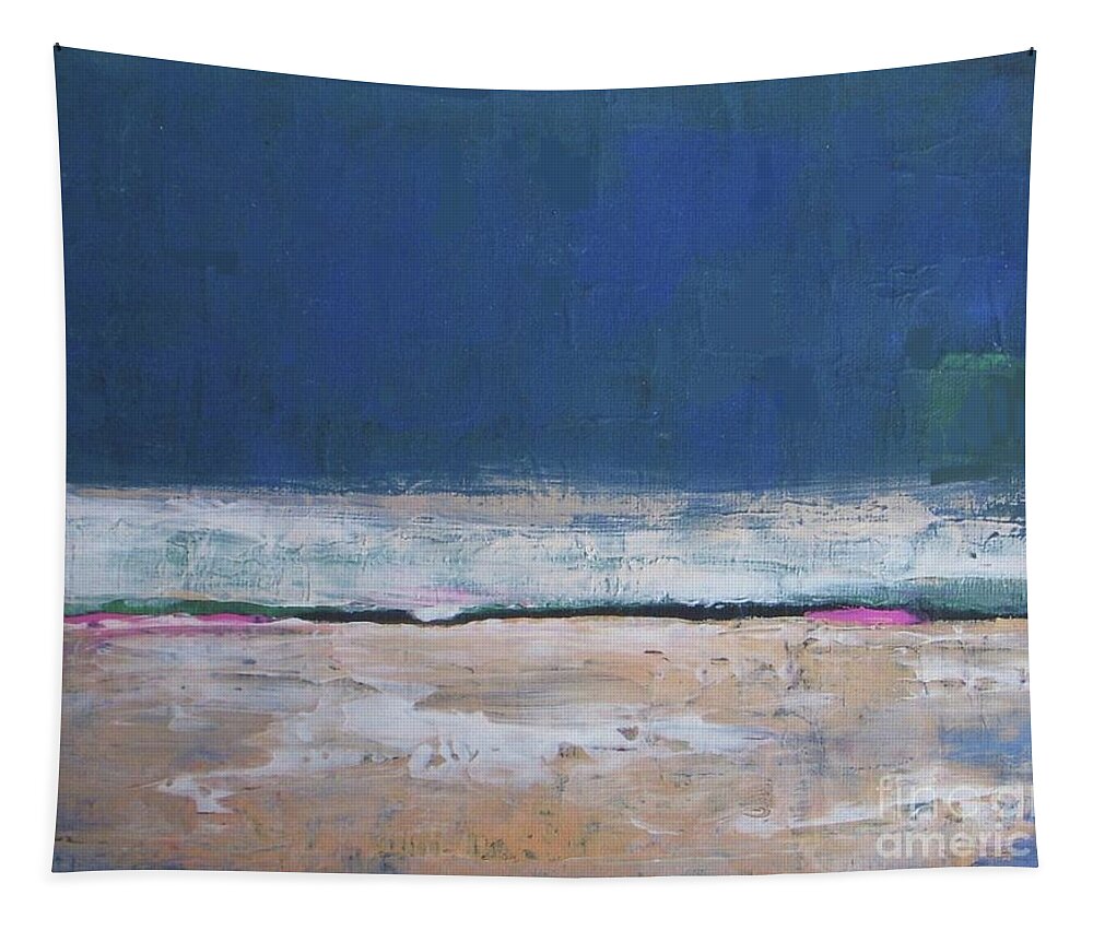 Abstract Tapestry featuring the painting Winter Night Prairie by Vesna Antic