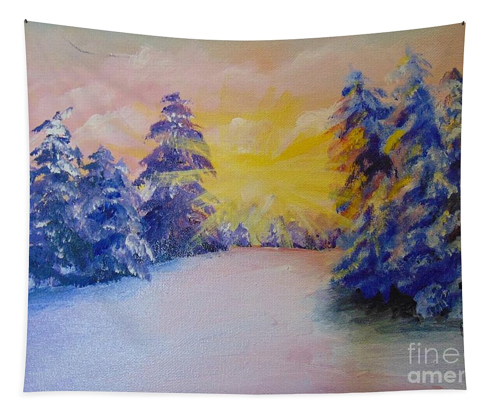 Winter Tapestry featuring the painting Winter by Saundra Johnson