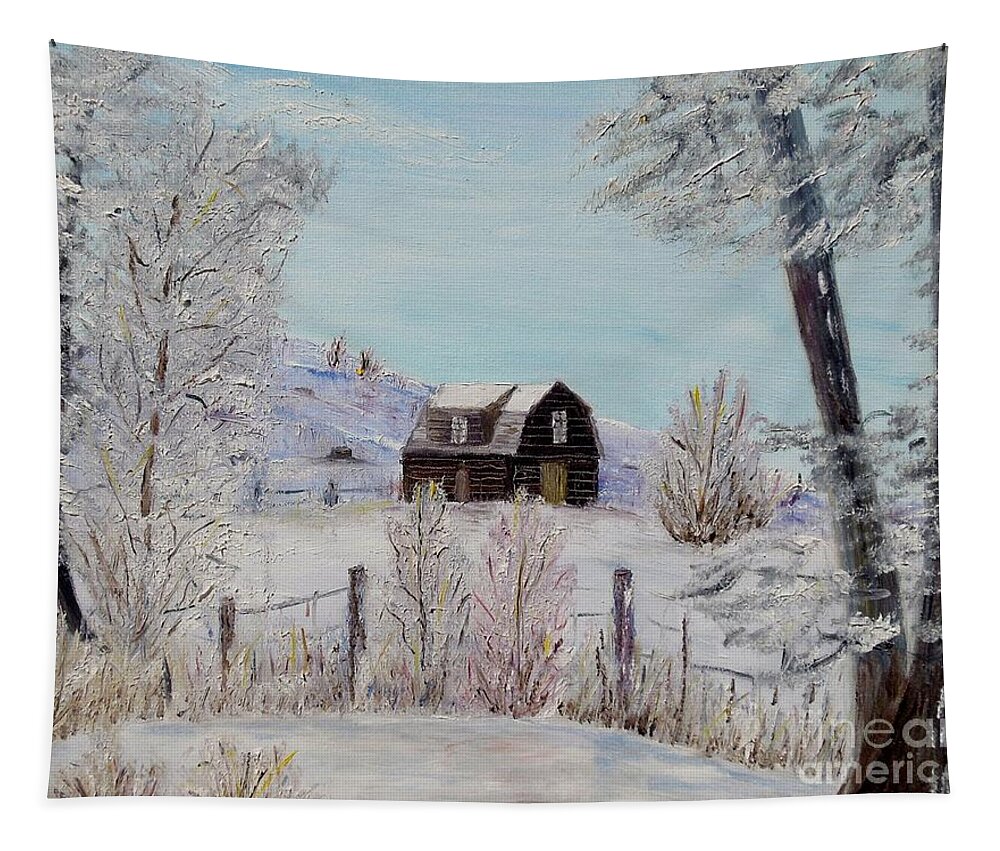 Winter Tapestry featuring the painting Winter solace by Marilyn McNish