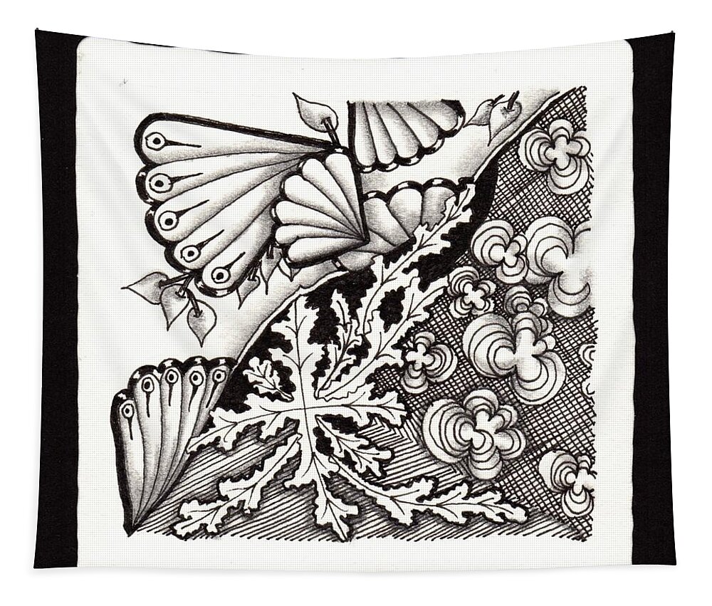 Zentangle Tapestry featuring the drawing Winter Spring Summer 'n Fall by Jan Steinle