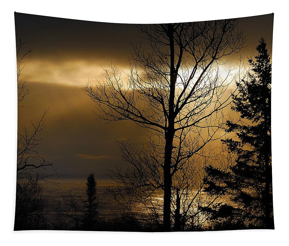 Nature Tapestry featuring the photograph Winter Sunrise 1 by Sebastian Musial