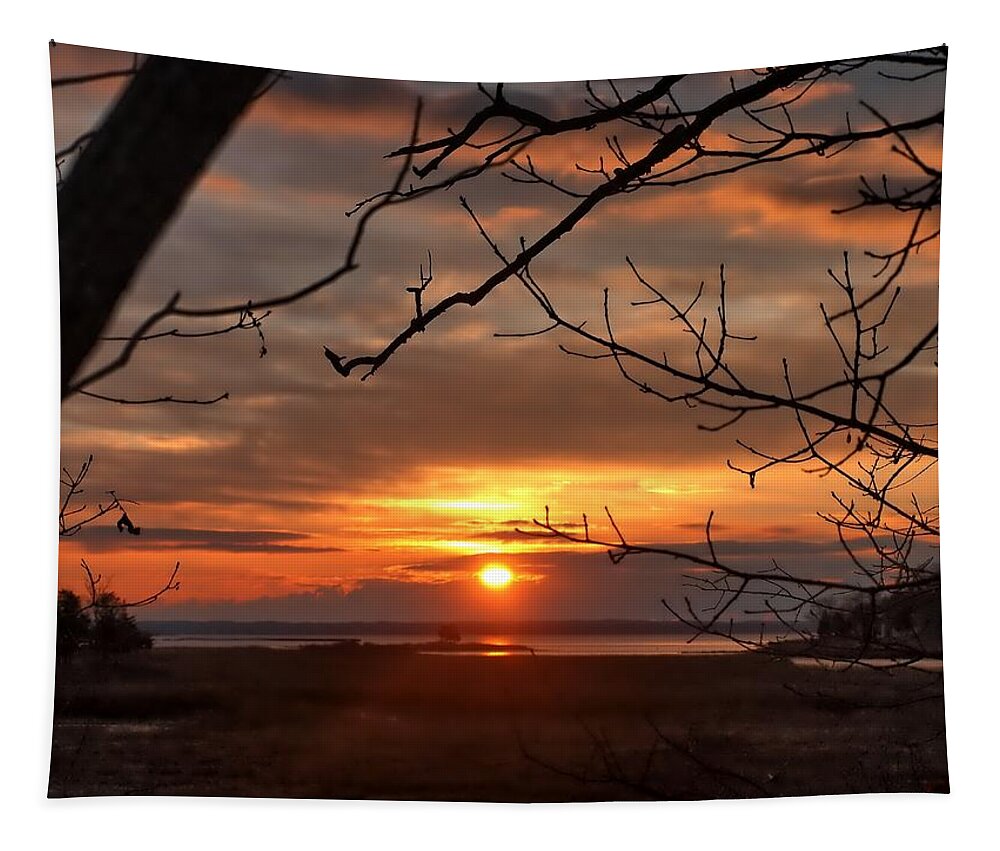 Sunrise Tapestry featuring the photograph Winter sunrise by Bruce Gannon