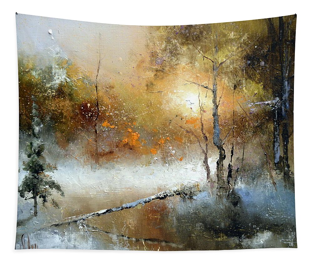 Russian Artists New Wave Tapestry featuring the painting Winter Sunset by Igor Medvedev