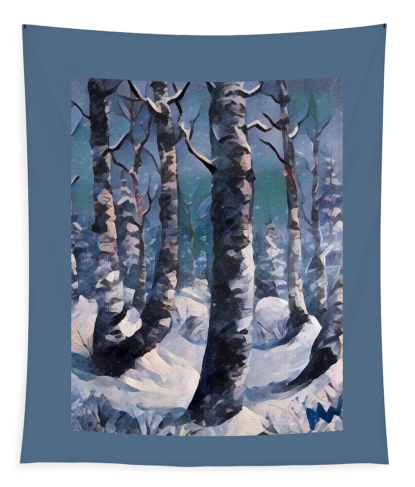 Landscapes Tapestry featuring the painting Winter's day by Megan Walsh