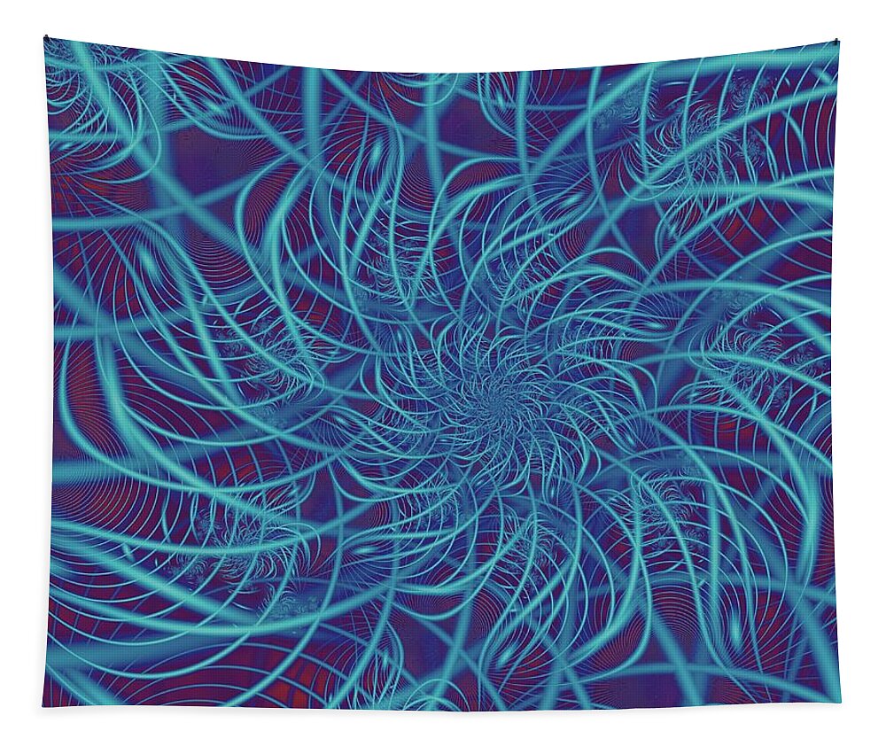 Fractal Tapestry featuring the digital art Wired in Blue by Richard Ortolano