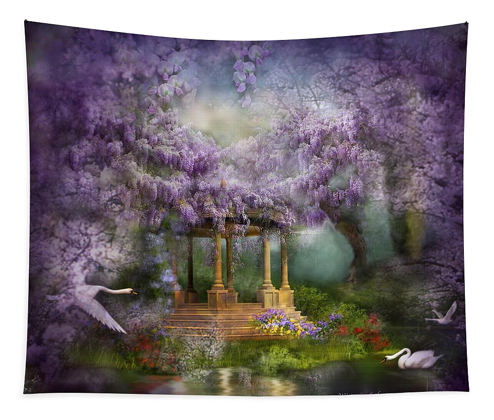 Wisteria Tapestry featuring the mixed media Wisteria Lake by Carol Cavalaris