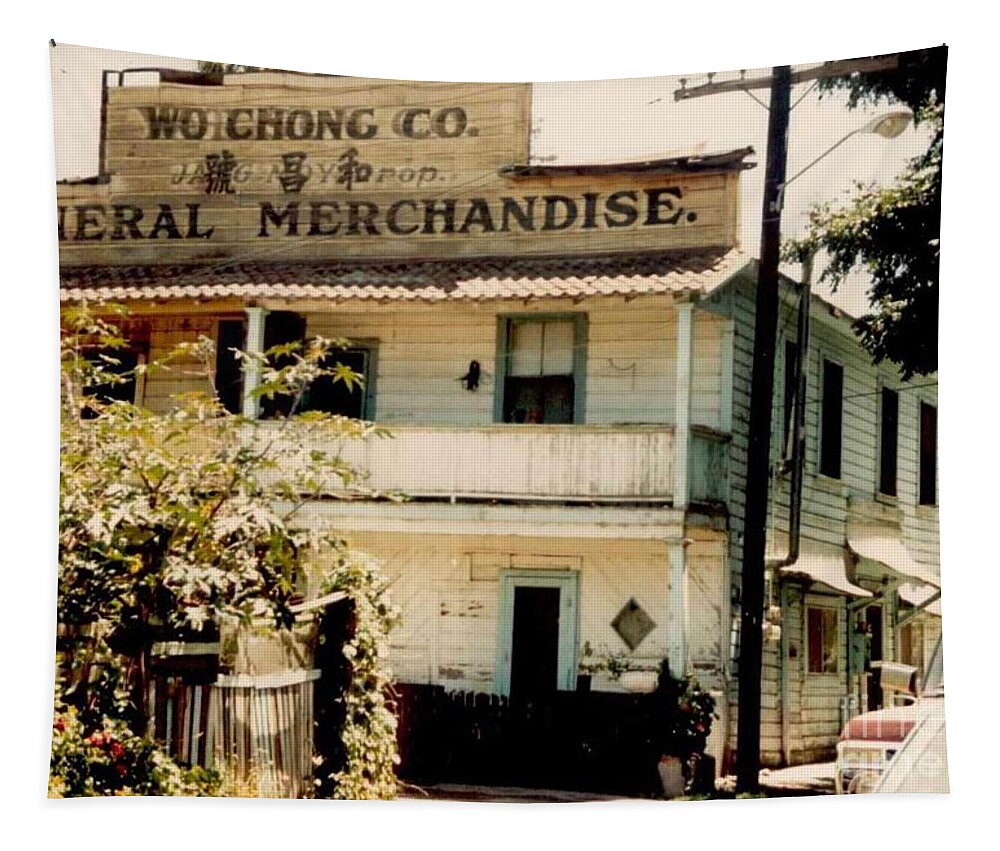 Mary Deal Tapestry featuring the photograph Wo Chong General Store Courtland CA by Mary Deal