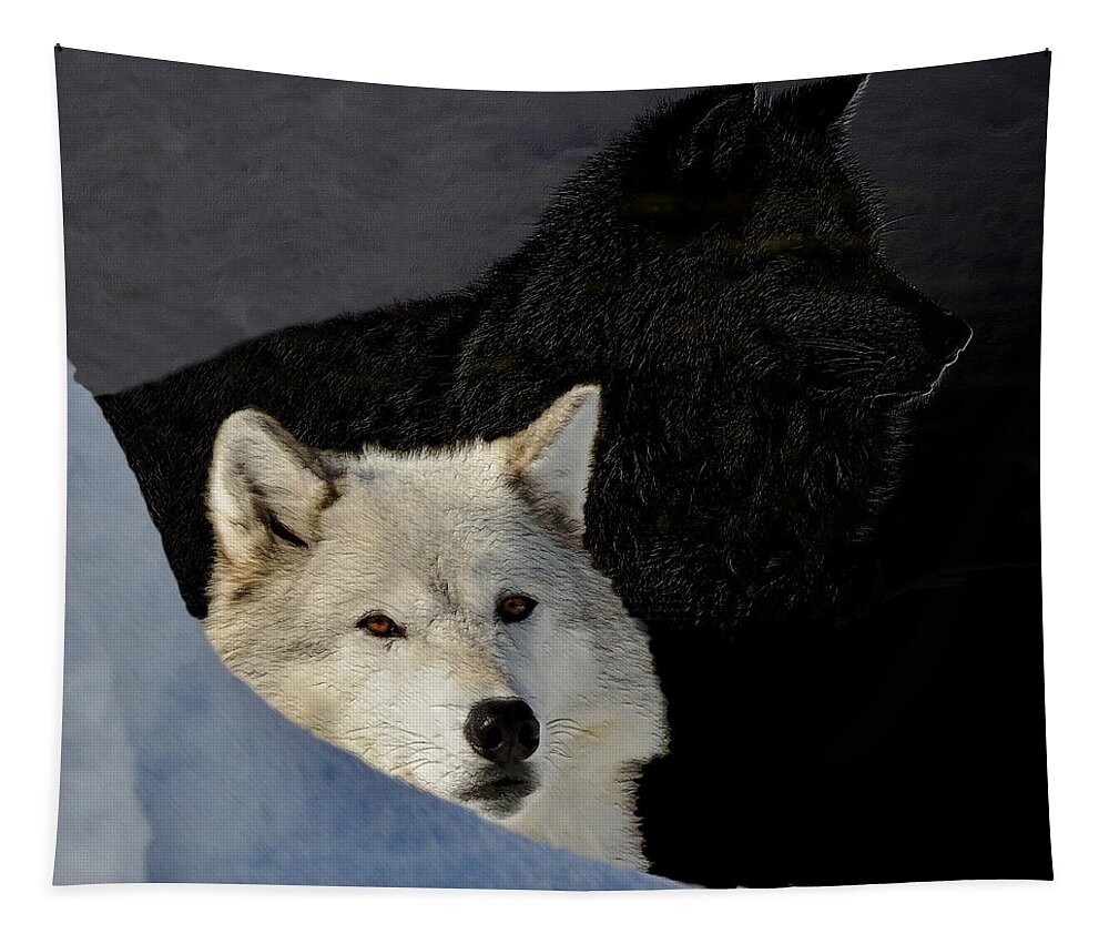 Wolves Tapestry featuring the photograph Wolves, Real and Surreal by Kae Cheatham
