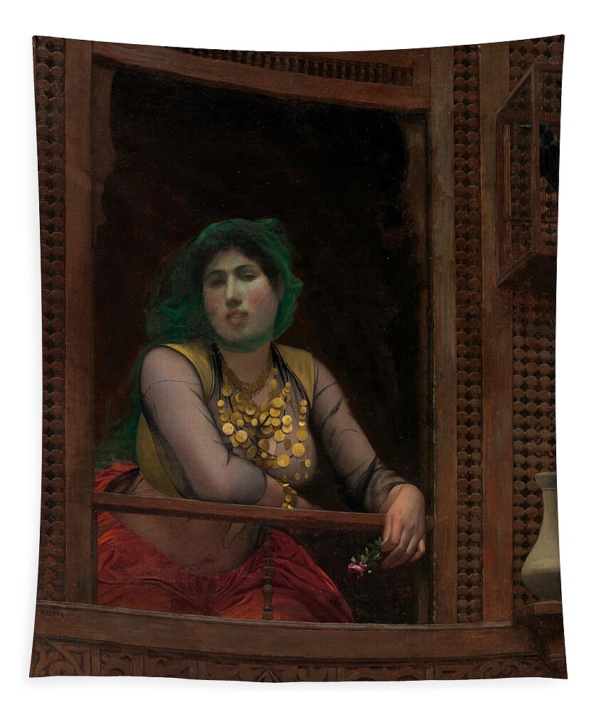 Jean-leon Gerome Tapestry featuring the painting Woman at a Balcony by Jean-Leon Gerome
