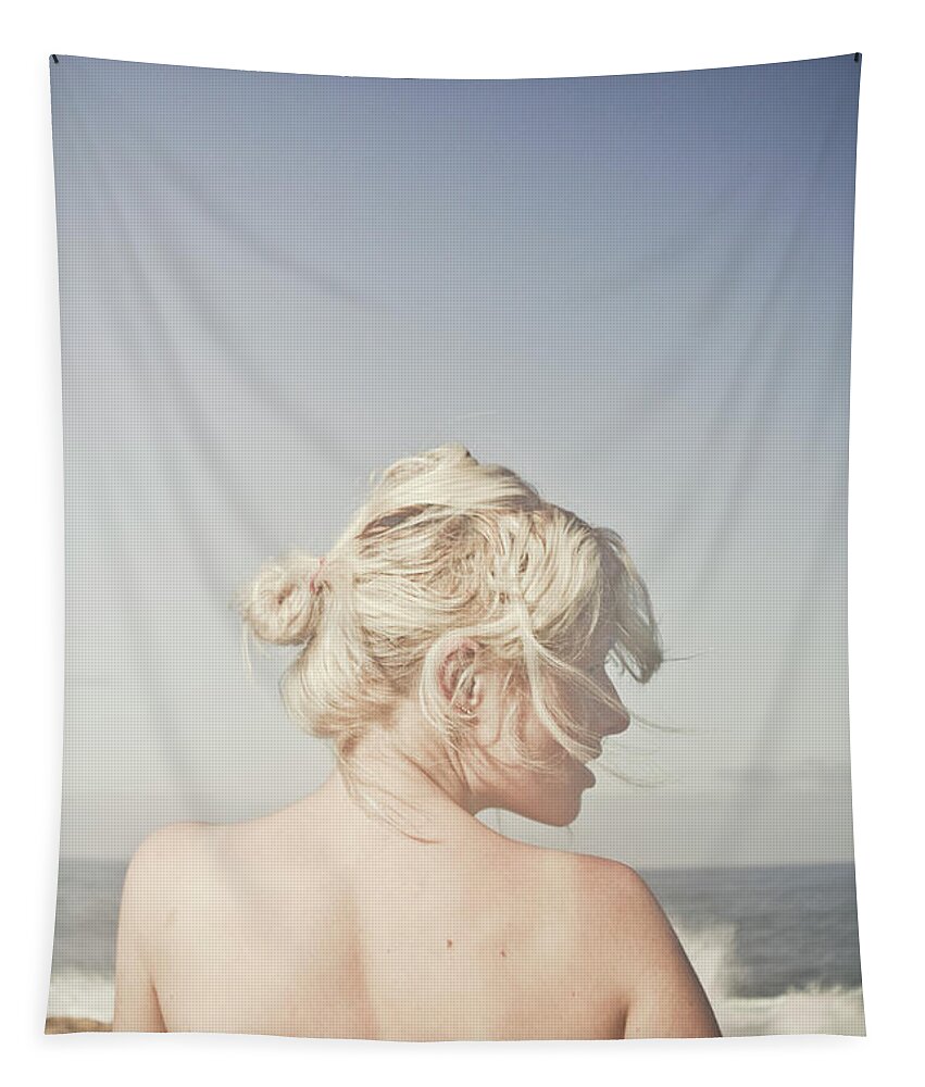 People Tapestry featuring the photograph Woman relaxing on the beach by Jorgo Photography