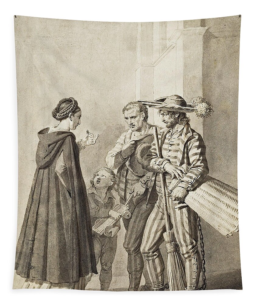 Pierre Henri Revoil Tapestry featuring the drawing Women of Fribourg in Switzerland by Pierre Henri Revoil
