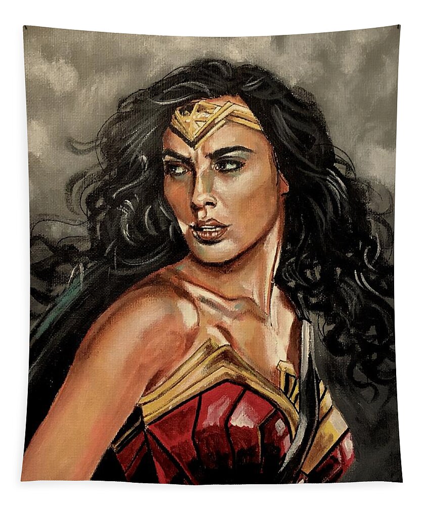 Wonder Woman Tapestry featuring the painting Wonder Woman by Joel Tesch