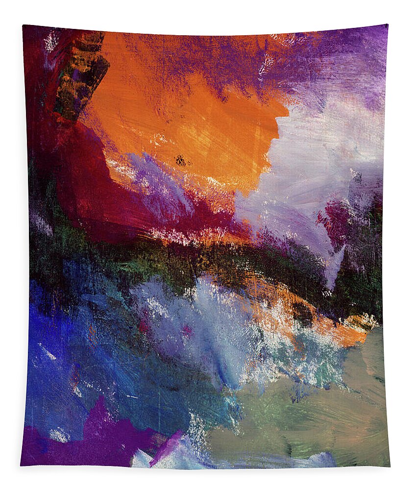 Abstract Tapestry featuring the painting Wonderland- Art by Linda Woods by Linda Woods