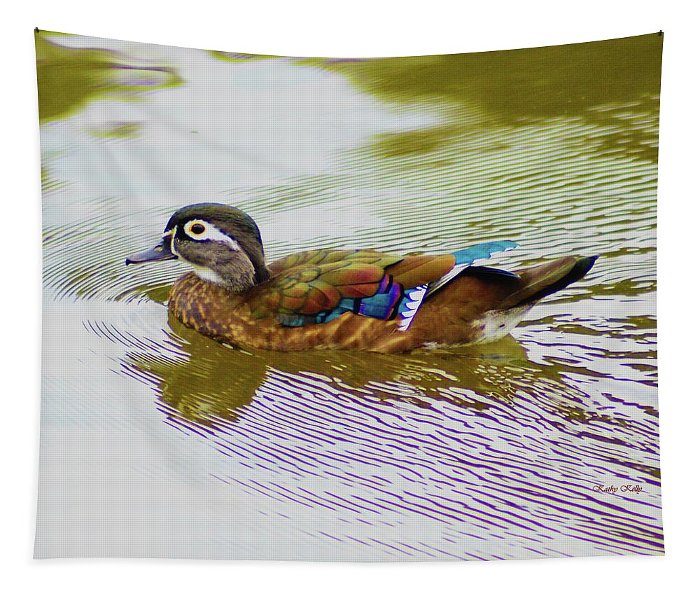 Wood Duck Hen Tapestry featuring the photograph Wood Duck Hen by Kathy Kelly