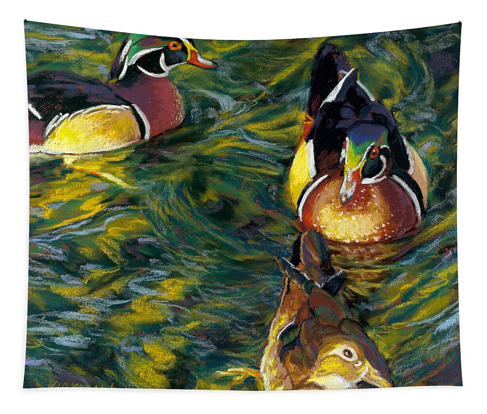 Rita Kirkman Tapestry featuring the pastel Wood Ducks by Rita Kirkman