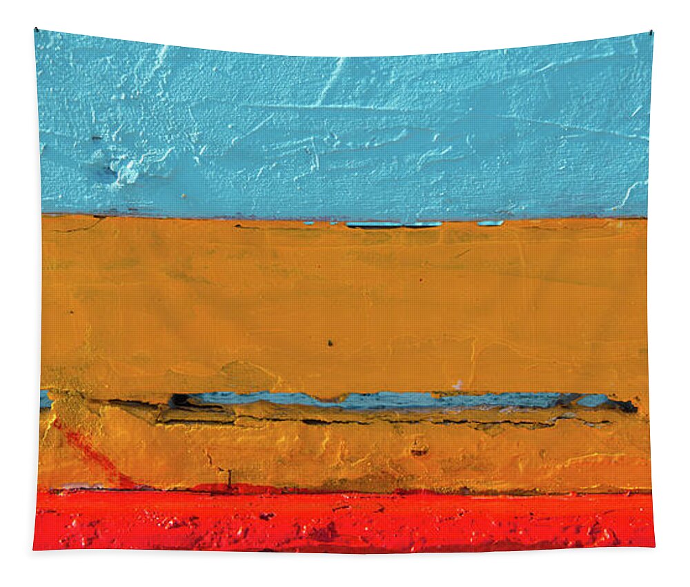 Blue Background Tapestry featuring the photograph Blue Yellow and Red art by Michalakis Ppalis